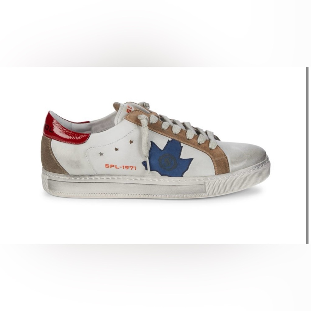 Sepol Ese-Fresh White Blue Leather Sneakers Size 11.5